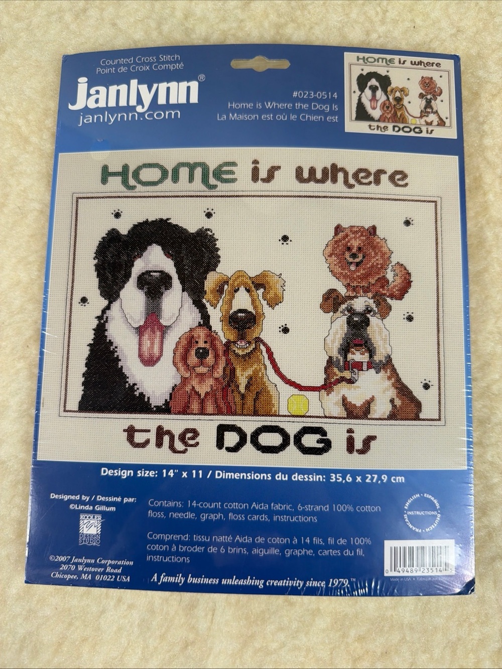 Jaynn ‘Home Is Where the Dog Is' Cross Stitch Kit - Multi - Picture 1 of 2